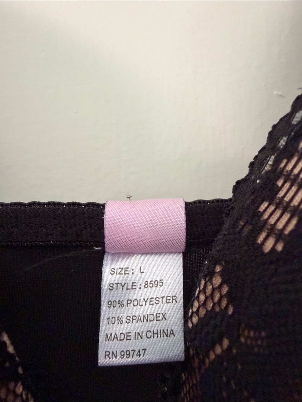 Black Lace-Overlay Slip with Nude Lining - Picture 3 of 3